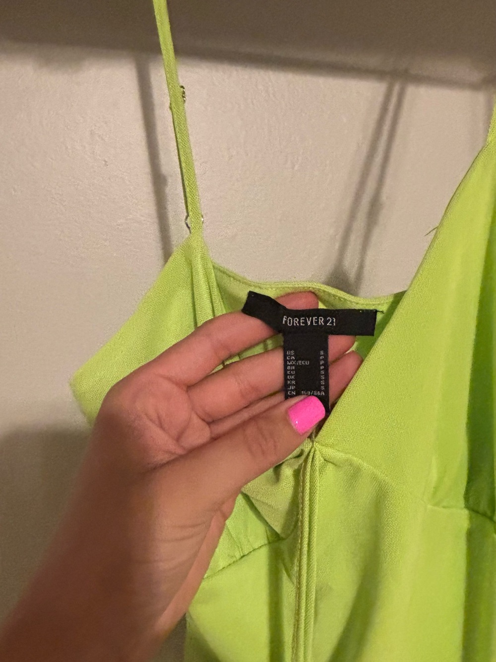 Forever 21 Neon Lime Slip Dress with Spaghetti Straps